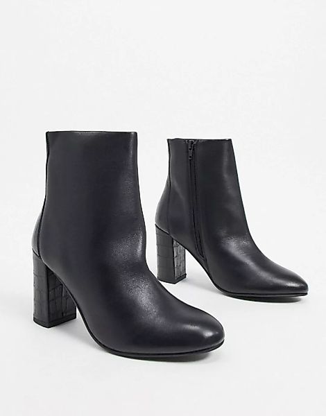 ASOS DESIGN – Resilient – Stiefel aus Leder mit Absatz in Schwarz günstig online kaufen