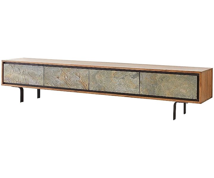 DELIFE Lowboard Juwelo, 200x35x40 cm Akazie Natur Stein 4 Türen günstig online kaufen