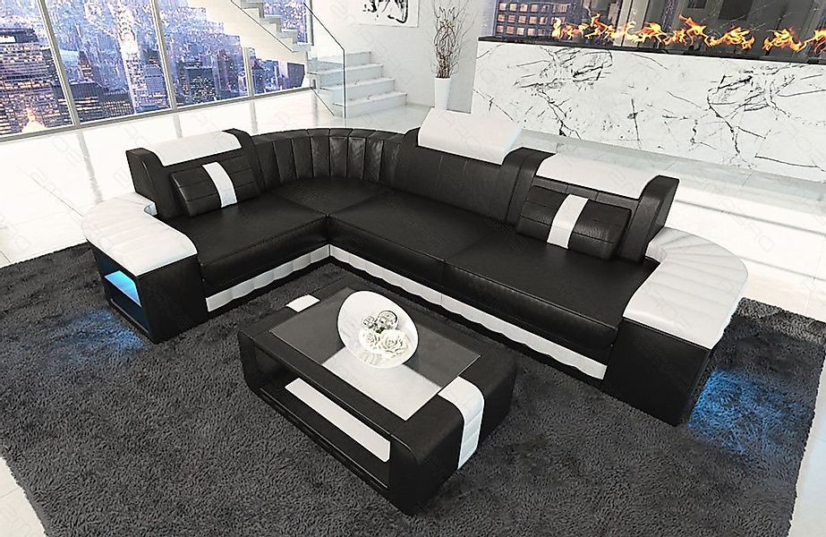 Sofa Dreams Ecksofa Ledersofa Bergamo L Form Mini, Designersofa, Sofa mit B günstig online kaufen