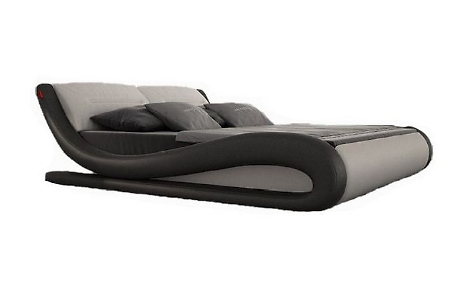 Sofa Dreams Bettgestell Bett Aprilia Weiß-Schwarz Kunstleder (Bettgestell), günstig online kaufen