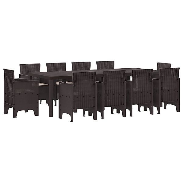 vidaXL 11-tlg Garten-Essgruppe mit Kissen Braun Poly Rattan 3378598 günstig online kaufen