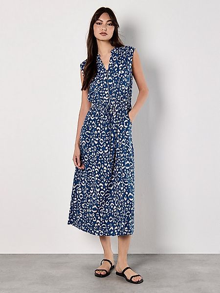 Apricot Midikleid Animal Print Baumwollkleid mit Reißverschluss günstig online kaufen