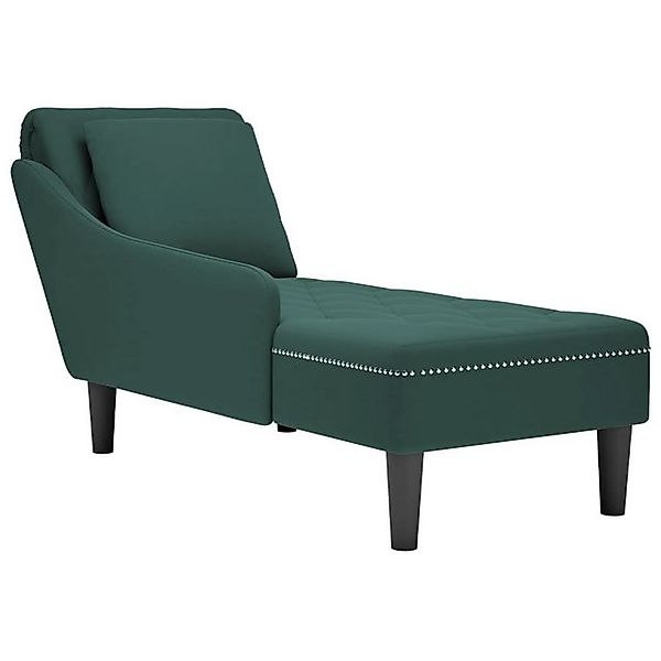 vidaXL Chaiselongue, Chaiselongue mit Kissen und Rechter Armlehne Dunkelgrü günstig online kaufen