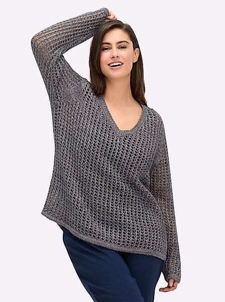 Sheego Strickpullover Pullover Langarm Ajour günstig online kaufen