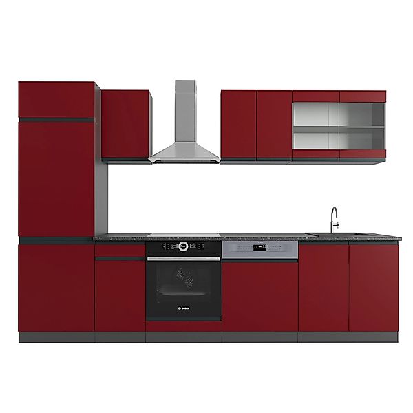 Vicco R-Line Küchenzeile Rot/Anthrazit 300 cm AP Anthrazit günstig online kaufen