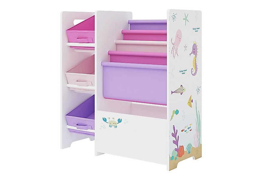 en.casa Kinderregal, »Vimianzo« Ozean-Motiv 60 x 65 x 30 cm Rosa/Lila günstig online kaufen