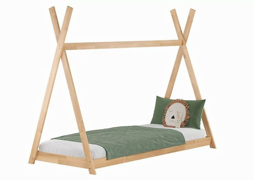 ERST-HOLZ Bett Flachbett, Bodenbett in Tipi-Form 90x200 Buche geölt, Bucheg günstig online kaufen