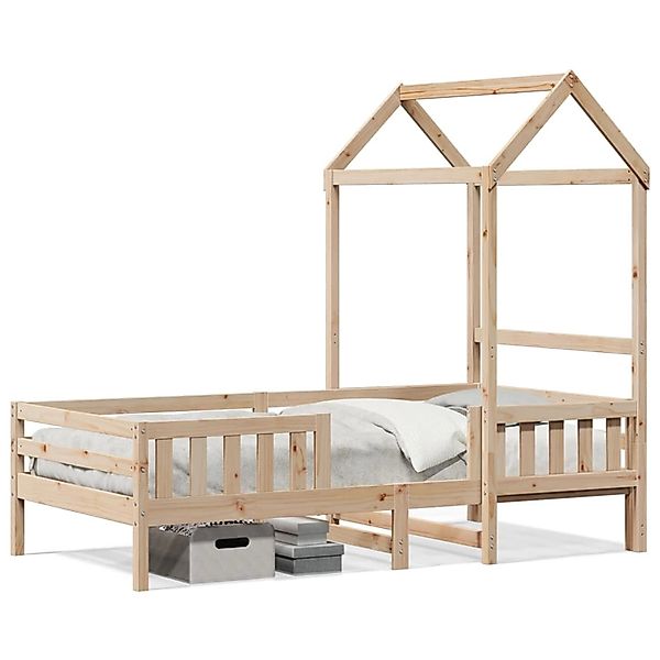vidaXL Bett, Massivholzbett mit Dach 75x190 cm Kiefer günstig online kaufen