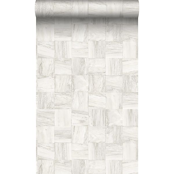 Origin Luxury Wallcoverings Tapete Quadratische Holzstücke Crême Weiß 53 Cm günstig online kaufen