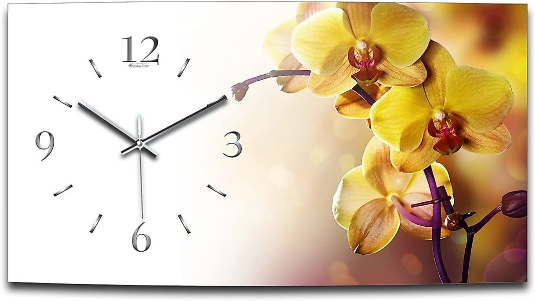 Kreative Feder Funkwanduhr 3D Design-Wanduhr „Orchidee“ günstig online kaufen