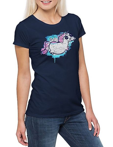 Urban Backwoods Print-Shirt Unicorn Paint Damen T-Shirt Einhorn Comic Anime günstig online kaufen