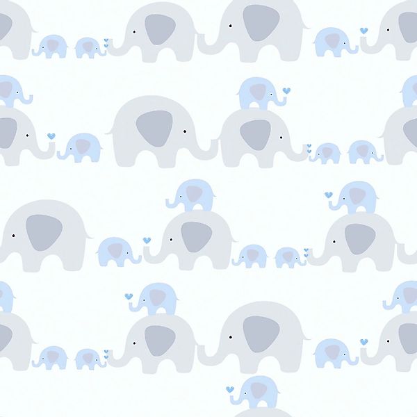 PROFHOME 381131-GU Kinder Tapete Tiermotiv Matt Blau Grau Weiß 0,53 m x 10, günstig online kaufen