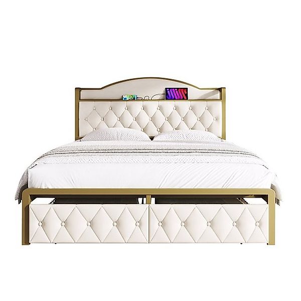 Gotagee Polsterbett Stauraumbett Doppelbett Jugendbett flaches Bett 140 x 2 günstig online kaufen