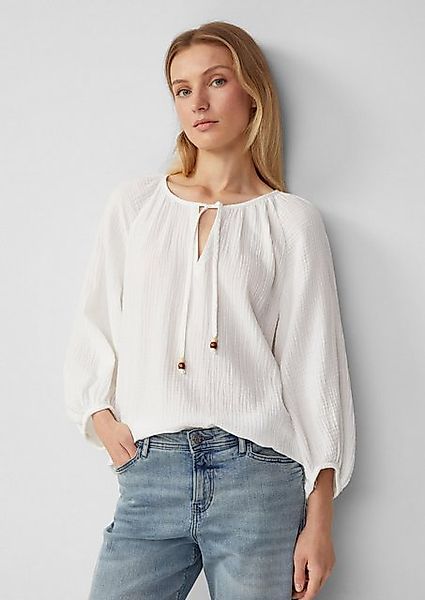 s.Oliver Langarmbluse Musselin-Bluse mit Raglanärmeln und Raffung günstig online kaufen