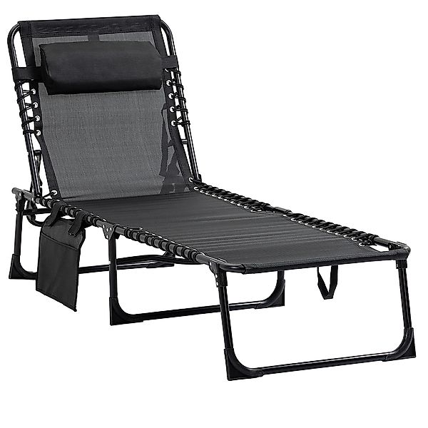 Outsunny Gartenliege mit Kopfkissen, Seitentasche, 5-Fach günstig online kaufen