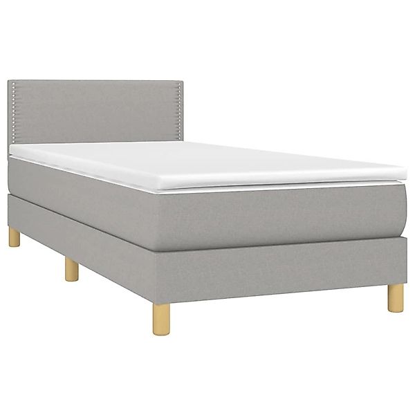 vidaXL Boxspringbett mit Matratze & LED Hellgrau 90x200 cm Stoff 3133605 günstig online kaufen