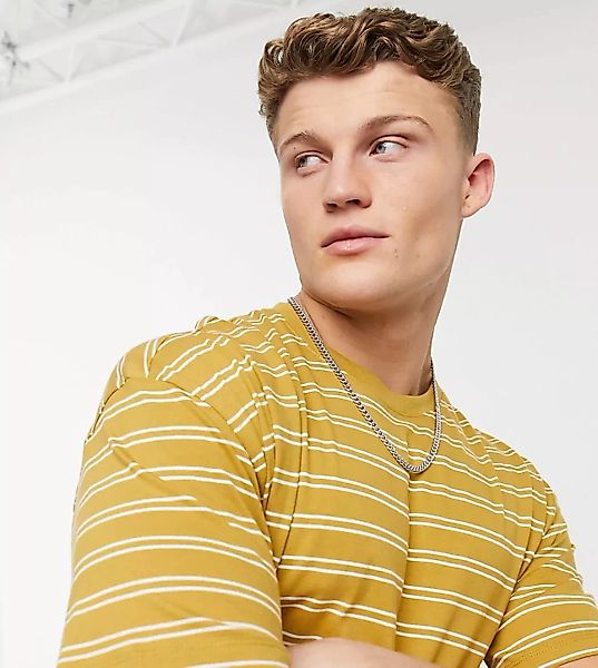 New Look – Gestreiftes Oversize-T-Shirt in Gelb günstig online kaufen