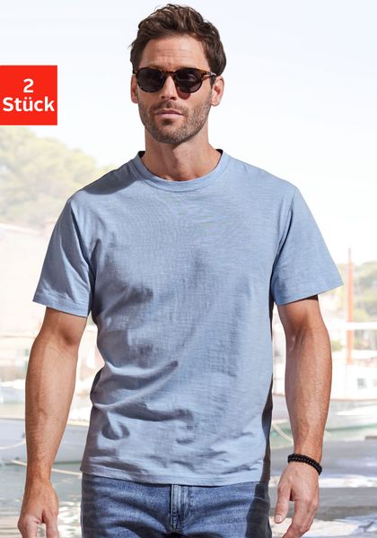 John Devin T-Shirt mit Slub-Garn Struktur günstig online kaufen