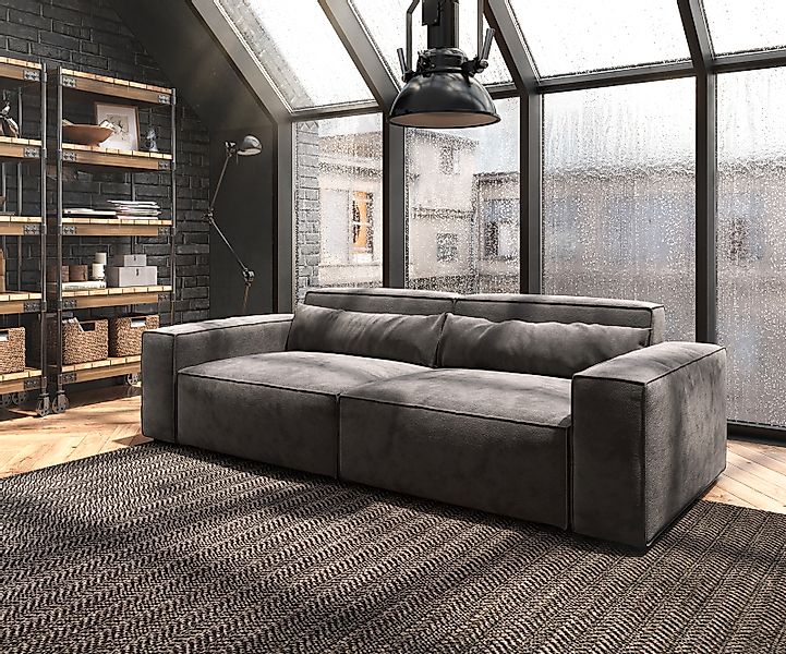 Big-Sofa Sirpio 230x90 cm Mikrofaser Khakibraun günstig online kaufen