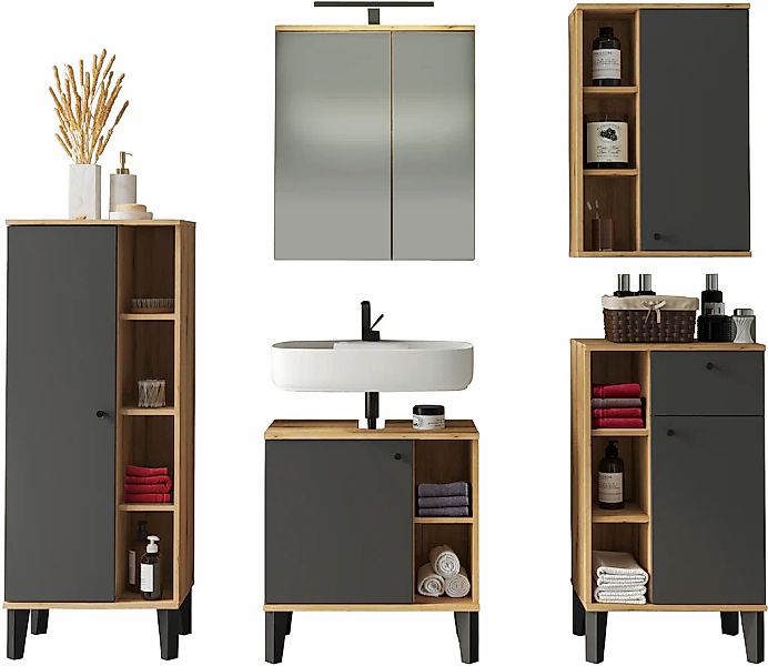 Home affaire Badmöbel-Set "OSLO, Bad im skandinavischen Design, 5-teiliges günstig online kaufen