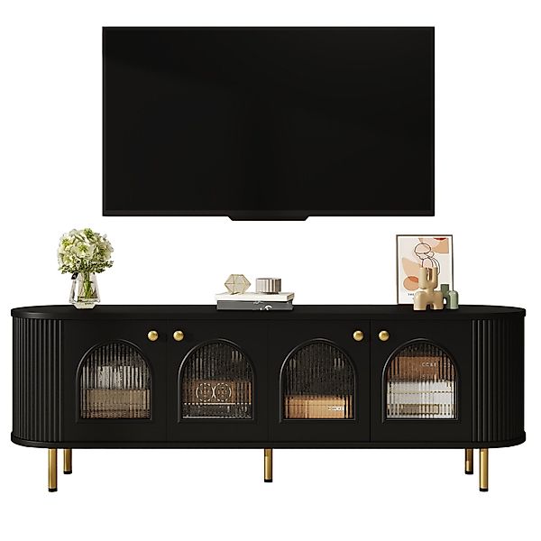 Refined Living TV-Schrank Lowboard mit Glastüren,Goldene günstig online kaufen