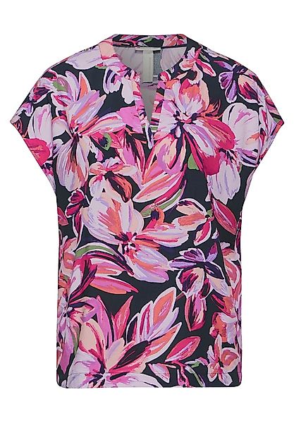 STREET ONE Kurzarmbluse - Floral Print - luftiges Blusentop Ärmellos - fäll günstig online kaufen