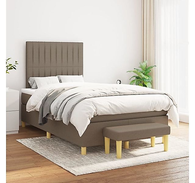 vidaXL Boxspringbett, Boxspringbett mit Matratze Taupe 120x200 cm Stoff günstig online kaufen