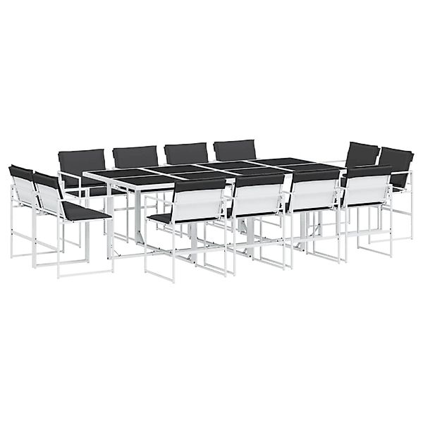 vidaXL 13-Tlg Garten-Essgruppe mit Kissen Weiß Textilene 3295110 günstig online kaufen