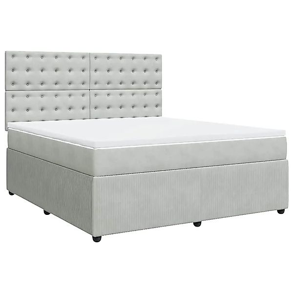 vidaXL Boxspringbett mit Matratze Hellgrau 180x200 cm Samt 3294718 günstig online kaufen