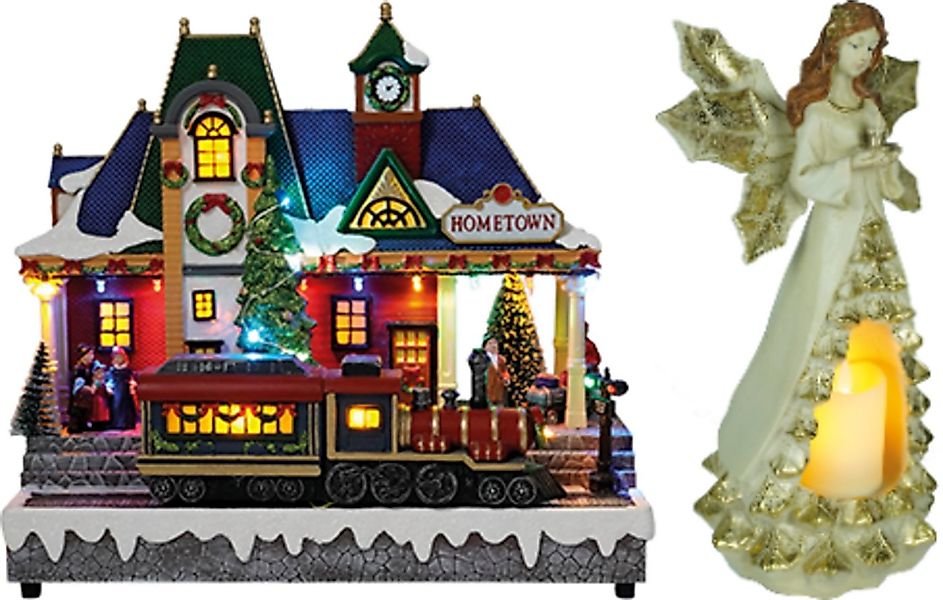 e4fun Dekofigur Weihnachtsdorf/-szene: Zug mit LED, Musik und fahrendem Zug günstig online kaufen