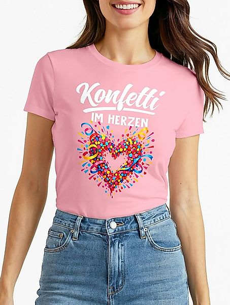 MoonWorks Print-Shirt Damen T-Shirt - Spruch Konfetti im Herzen - Fasching günstig online kaufen