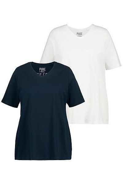 Ulla Popken T-Shirt T-Shirts 2er-Pack V-Ausschnitt Halbarm (2-tlg) günstig online kaufen