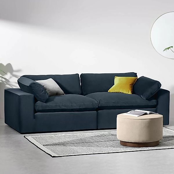 Samona 3-Sitzer Sofa, Samt in Dunkelblau - MADE.com günstig online kaufen