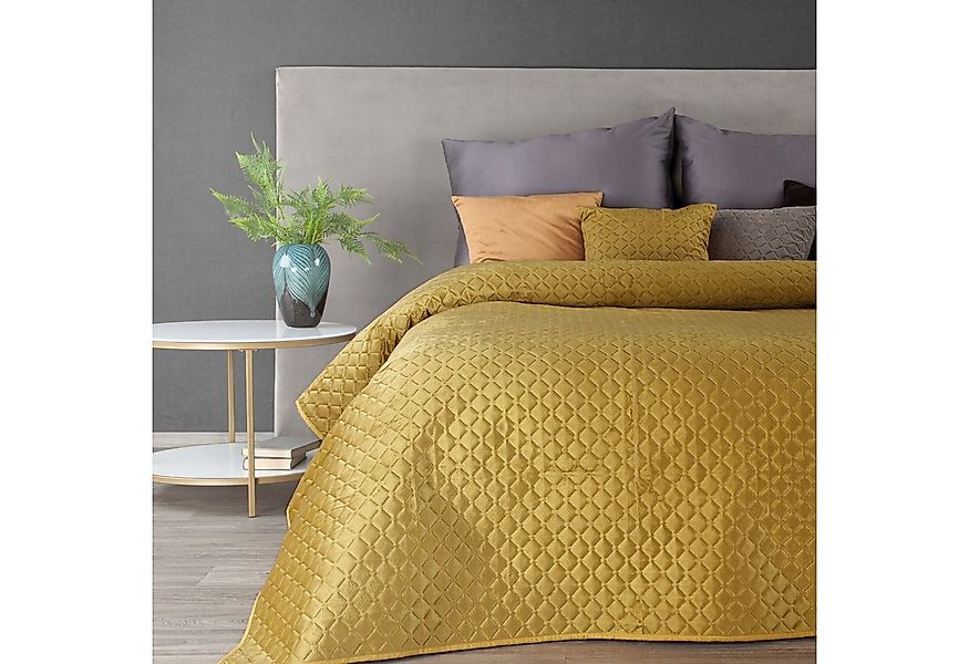 Eurofirany Tagesdecke Gesteppte Decke Velours Karomuster Weicher Überwurf, günstig online kaufen