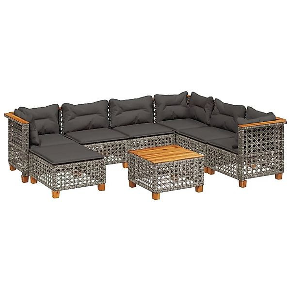 vidaXL 8-tlg Garten-Sofagarnitur mit Kissen Grau Poly Rattan Modell 169 günstig online kaufen