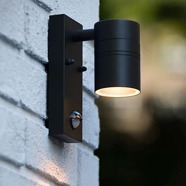 Einflammige LED Außenwandleuchte Arne, schwarz, inkl. Bewegungsmelder günstig online kaufen