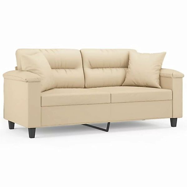 vidaXL Sofa 2-Sitzer-Sofa mit Kissen Creme 140 cm Mikrofasergewebe günstig online kaufen