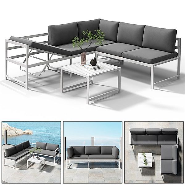 Melko Gartenlounge-Set Ecksofa Liegefunktion Aluminium Sitzgruppe günstig online kaufen