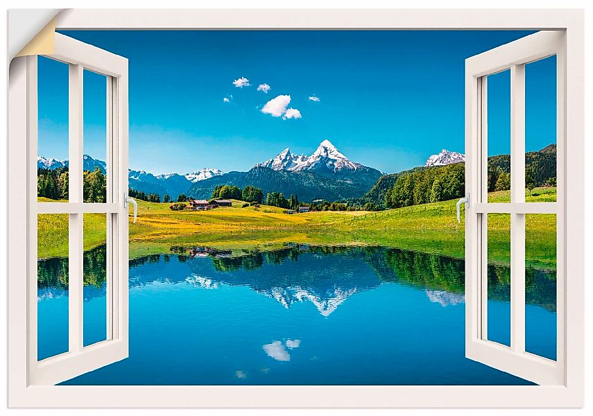 Artland Wandbild "Fensterblick Alpen und Bergsee", Berge, (1 St.), als Lein günstig online kaufen