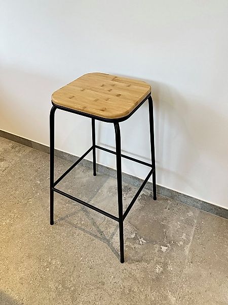 ADOB Barhocker Bambus, Bambus Sitzfläche mit Stabilem Metallgestell in schw günstig online kaufen
