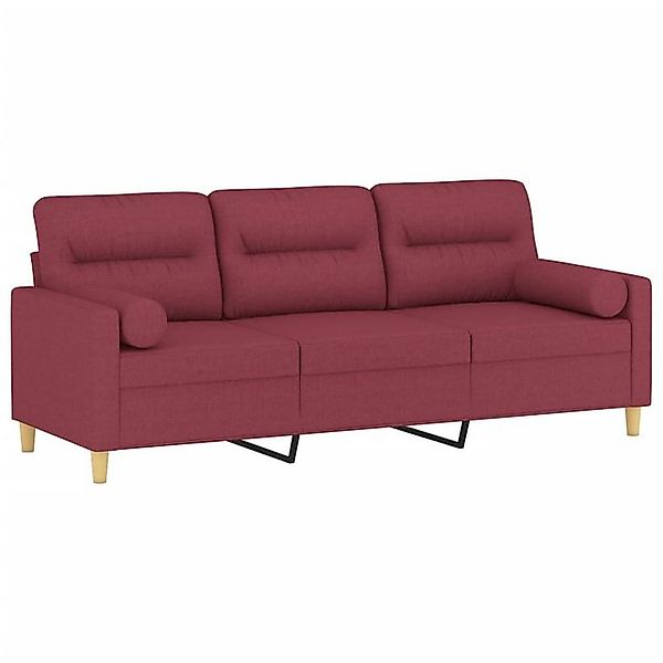 vidaXL Sofa 3-Sitzer-Sofa mit Zierkissen Weinrot 180 cm Stoff günstig online kaufen