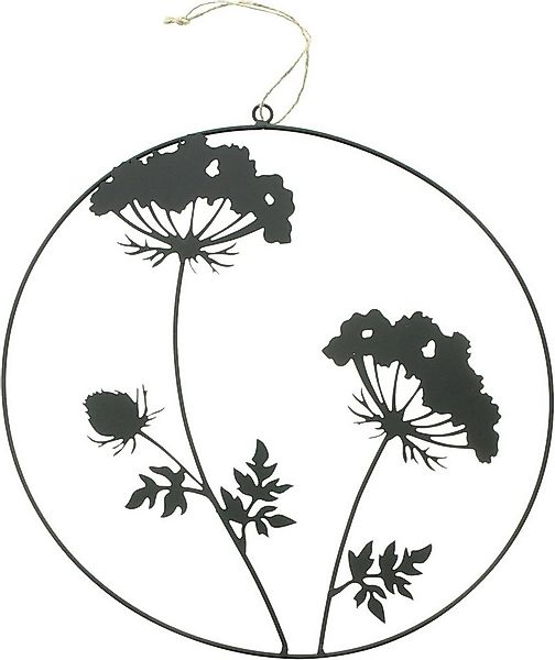Dekoleidenschaft Dekohänger "Blumen" aus Metall matt schwarz, Ø 35 cm, Wand günstig online kaufen