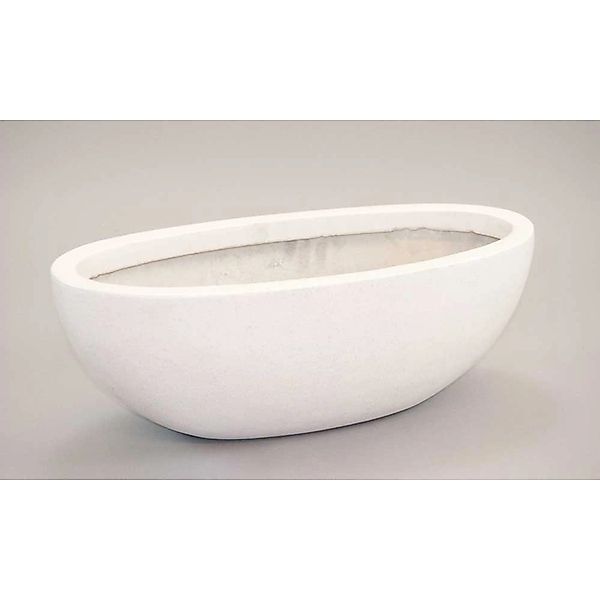 Elegant Einrichten Pflanzkübel Fiberglas Oval 51x23xH18cm Perlmutt-Weiß günstig online kaufen