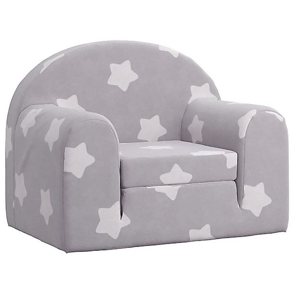 vidaXL Kindersofa, Schlafsofa für Kinder Hellgrau Sterne Weich Plüsch günstig online kaufen