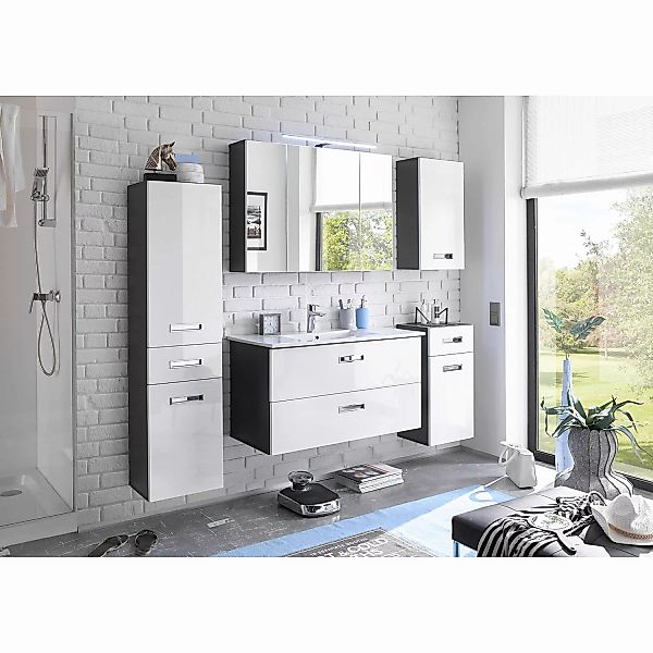 Badezimmerspiegelschrank Spiegelschrank MANHATTAN, grau, B 99 cm, 3 Spiegel günstig online kaufen