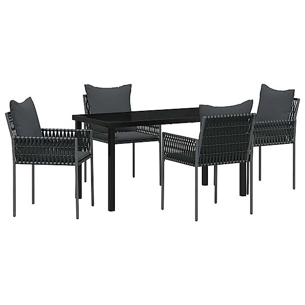 vidaXL Garten Essgruppe 5-Tlg Schwarz Poly Rattan 3379102 günstig online kaufen