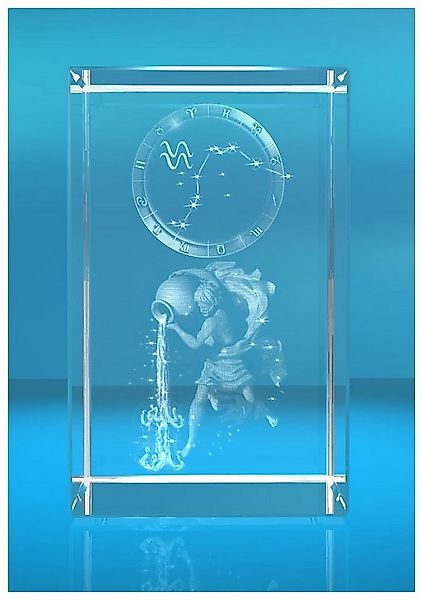 Dekofigur 3D Glasquader I Sternzeichen PRO I Motiv: Wassermann, Hochwertige günstig online kaufen