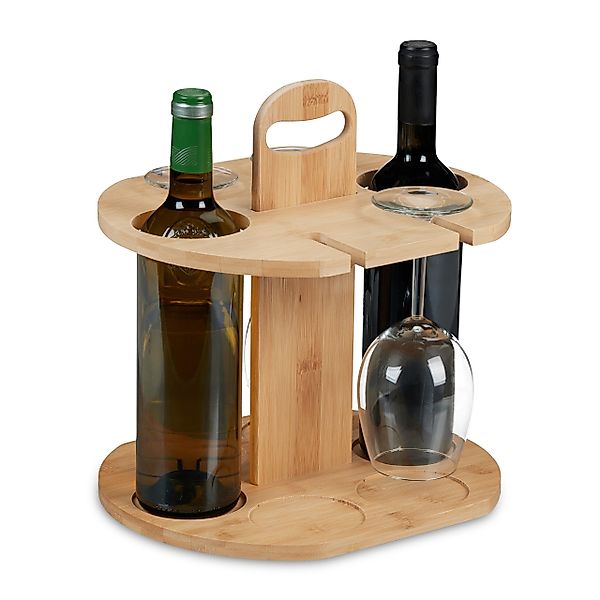 relaxdays Weinflaschenhalter Weinbutler aus Bambus günstig online kaufen