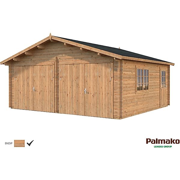 Palmako Holzgarage Roger mit Holztor Braun tauchgrundiert 575 cm x 510 cm günstig online kaufen