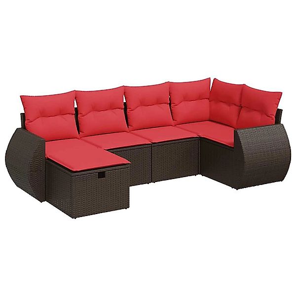 vidaXL 6-Tlg Garten-Sofagarnitur mit Kissen Braun Poly Rattan 3325590 günstig online kaufen